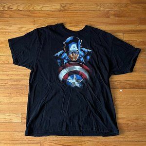 Insane Faded Captain America Black Graphic Tee